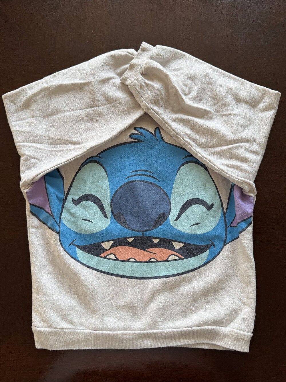 Disney Stitch Pullover Sweatshirt Double sided graphic print Sz 6/M Blue Surfer